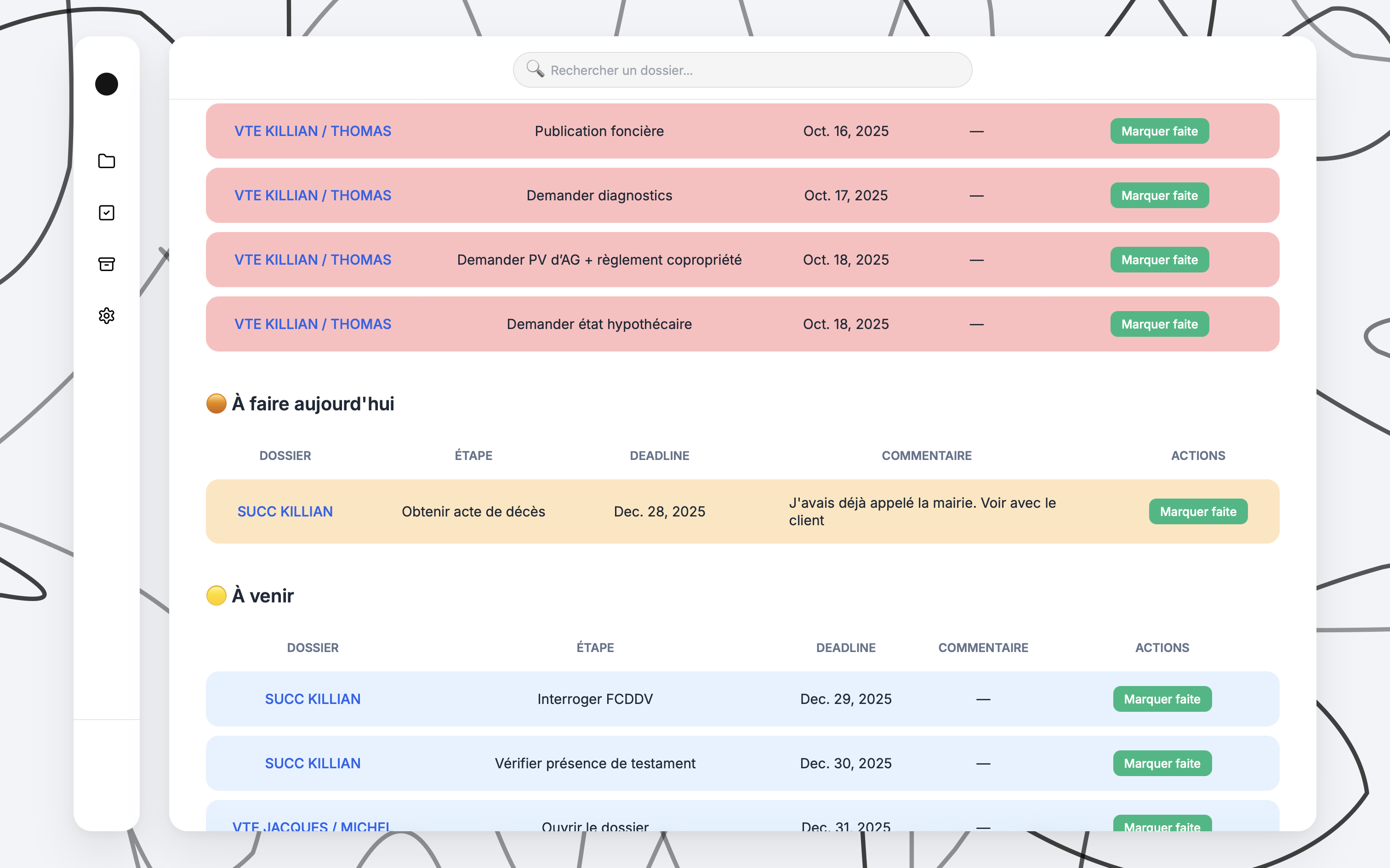 Vue dossiers NotFlow